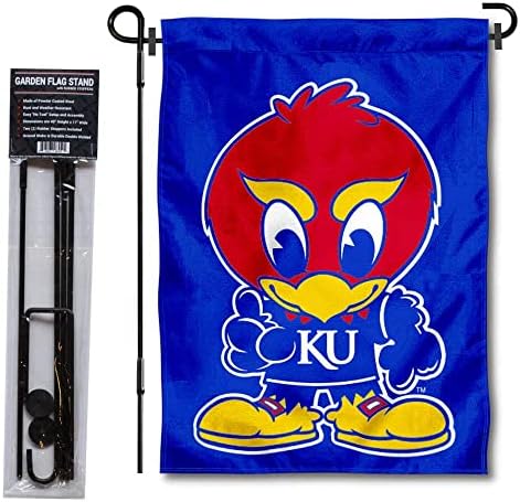 Kansas Baby Jayhawk Garden Bandle and Flag Stand Polle Setent