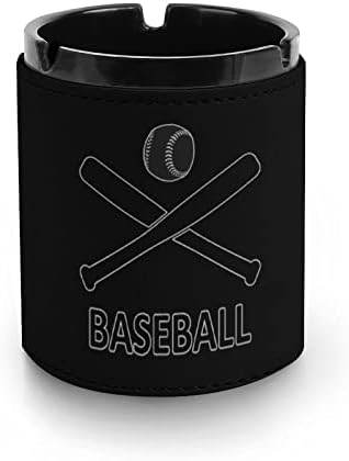 Baseball Leather Ashtray redonda de cinzas de cigarro portátil portátil para decoração de escritório em casa