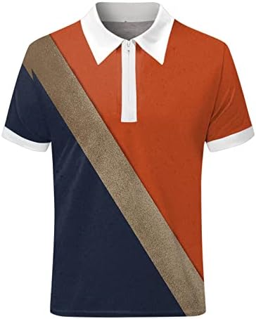 Mens clássica camisa polo de manga curta colorida bloco de colarinho de colarinho de t-shirt de golfe esportivo casual,