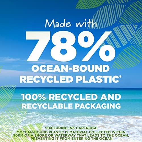 Bic Ecolutions Canetas de gel de plástico ligadas ao oceano, ponto médio, pacote de 12 contagens, canetas de tinta azul retrátil feitas de 78% de plástico reciclado com o oceano, excluindo o cartucho de tinta