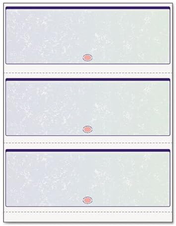 3 cheques em branco por página, laser 8-1/2 x 11 Prismatic Green & Blue Color, 100 folhas
