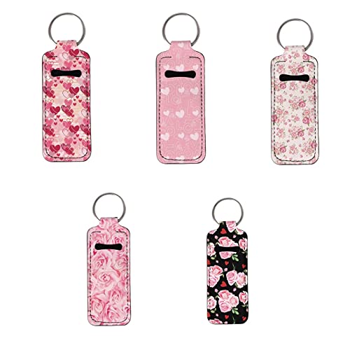 Keychain de suporte de chapstick rosa de jeiento, teclado portátil de batom de batom, teclados do dia dos namorados