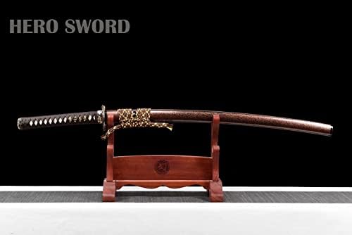 Hero espada 2023 novo artesanato autêntico katana espada argila temperada t10 aço samurai espada real hamon barbear dragão afiado sword manual japonês manual avançado katana