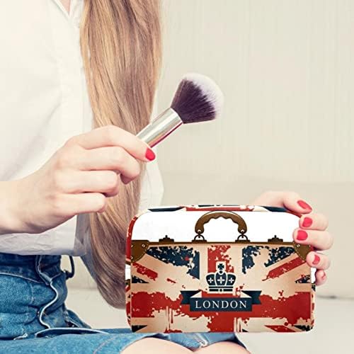 Saco de maquiagem pequeno, organizador cosmético de viagem com zíper para mulheres e meninas, British Flag Travel Bag Pattern