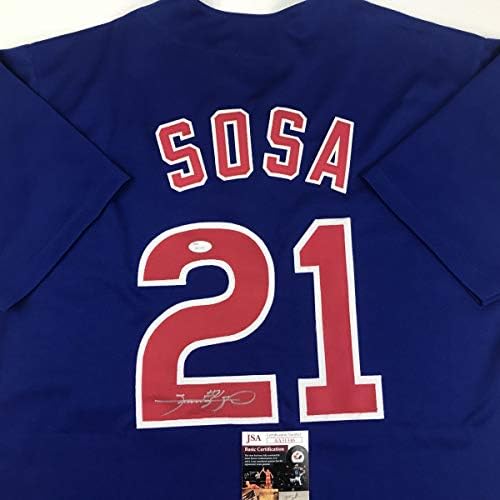 Autografado/assinado Sammy Sosa Chicago Blue Baseball Jersey JSA COA