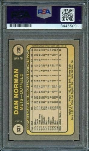 1981 FLEER 337 Dan Norman Card assinado PSA Slabbed Auto Mets - Baseball Slabbed Cartis autografados