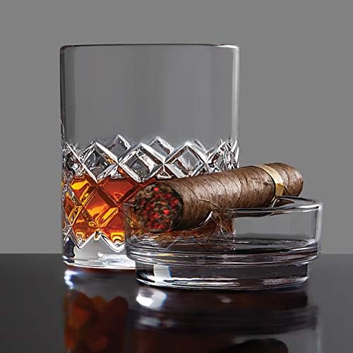 Conjunto de vidro de uísque de Godinger Cigar - Conjunto de bar de vidro e charuto de uísque à moda antiga