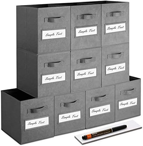 Conjunto de 10 cubos de armazenamento Artsdi, caixas de armazenamento de cubo de tecido dobrável com 10 rótulos de cartões