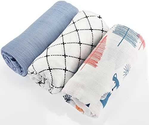 Cobertor de Swaddle Star Ruby, Muslin Swaddle Cobertors, 3 pacote recebendo cobertor para meninos e meninas, 47 x 47 em
