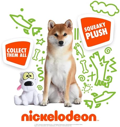 Nickelodeon para animais de estimação A vida moderna de Rocko Figura corajosa brinquedo de cachorro de pelúcia | Brinquedo de cachorro squeamente branco de 6 polegadas para todos os cães | Brinquedos de Nickelodeon para cães, brinquedos de mastigar cachorros riacho