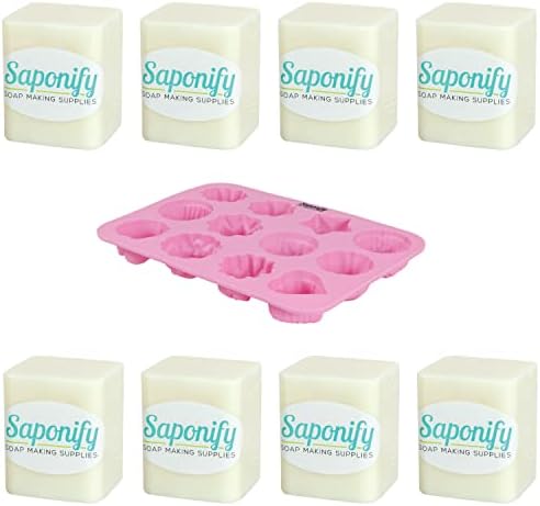 Saponify - 8lb de manteiga de cacau derreta e despeje base de sabão, sabonete para melhorar a pele de cacau, fácil de usar blocos de sabão de glicerina para fabricação de sabão