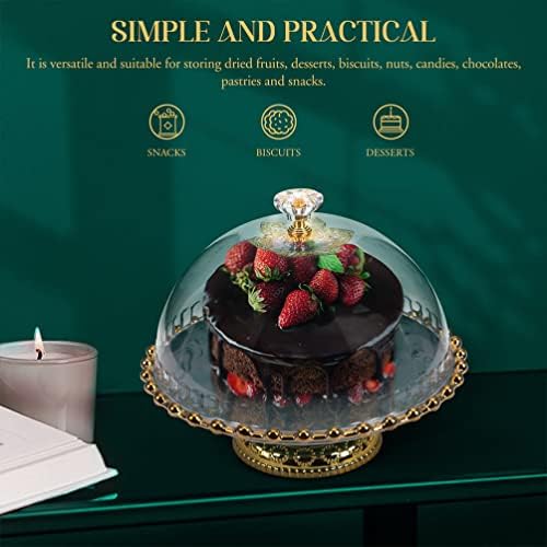 Sósert capuz cúpula bolo de vidro bolo de 10 polegadas Cupcake de cerâmica Stand com cupcake de chocolate cúpula prato de prato