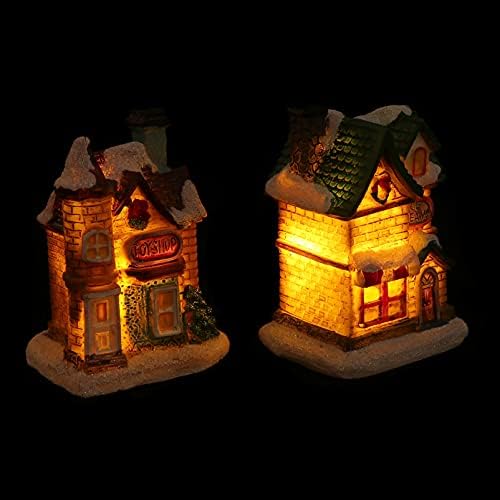 Canight com adorno, casas de layout em forma de LED em forma de LED: resina estatuetas colecionáveis ​​prédios de