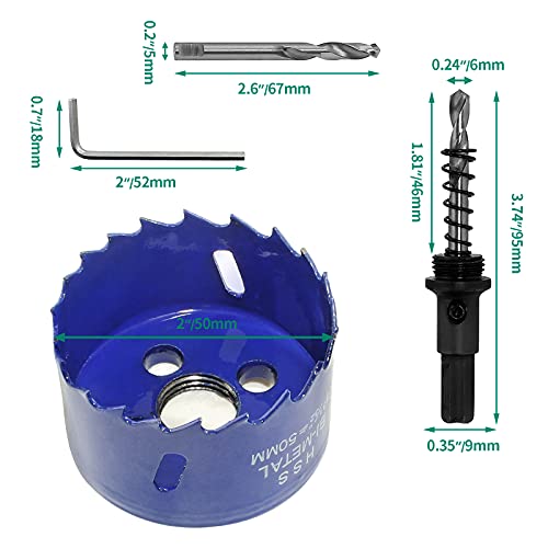 Luomorgo 50mm/2 polegada serra, 1 1/4 de polegada de corte de corte HSS Cuttador de orifício bi-metal para tábuas de cornhole