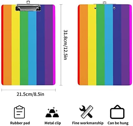 Rainbow Gay Pride LGBT Acrílico Armilha Placas de clipe fofas com placa de clipe de metal de baixo perfil para homens mulheres
