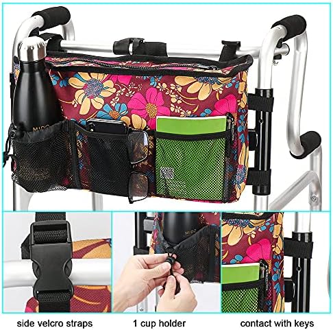 Walker Bag - cesta de bolsas resistentes à água com 6 bolsos para rolador e andador dobrável, cadeiras de rodas, caminhantes