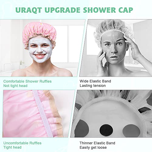 Capas de chuveiro uraqt, 2 Pacote de tampas de banho impermeáveis ​​grandes chapéus de chuveiro reutilizáveis, banda elástica Banda