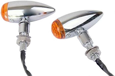 Motortogo Chrome Bullet Motorcycle LED Indicadores de sinal de giro pisquecedores com lente âmbar compatíveis para honda magna750