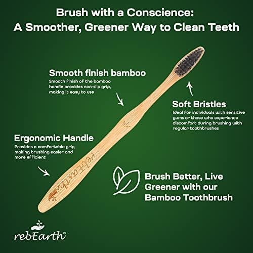 Conjunto de madeira da escova de dentes de bambu de 10 | Cerdas ultra macias | Black Charcoal Infused | Marca americana