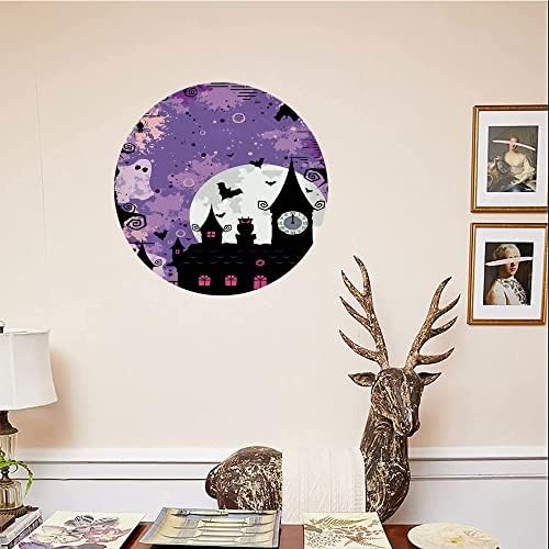 Placas de cerâmica Ligutars, placas de cerâmica decorativas de Halloween vintage, torres e morcegos de fantasmas da meia -noite de Halloween,