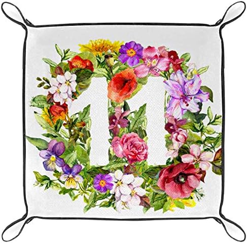 MAPOTOFUX Número floral - 11 de flores silvestres e bandeja de vaidade do padrão de ervas, bandeja de armazenamento de tanques de vaso sanitário, bandeja de bandeja de banheira de resina, organizador de vaidade para lenços, velas, sabão, toalha
