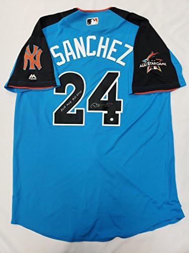 Gary Sanchez assinou o New York Yankees Blue 2017 MLB All Star Game Jersey