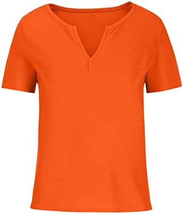 Camise de blusa de outono de verão para feminino 2023 manga curta v algodão liso lish largo ajuste relaxado lounge top qq qq