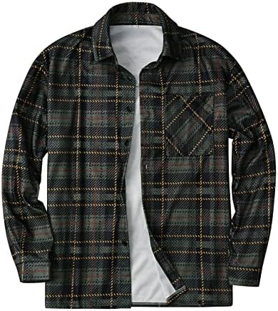 Zdfer verificou camisas para homens, manga comprida lã forrada no outono tops de inverno botão para baixo camisa casual