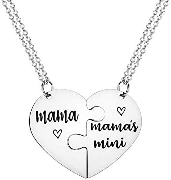 Jofukin Mother Filha Colar 2 Peças Definir presentes da mãe da filha Matching Heart Chars for Women Gifts for Mom