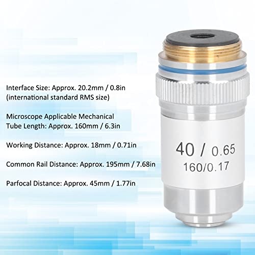 40x Lens de microscópio de alta ampliação de 40x 20,2mm Microscópio Brinteling Lente 400.65 Frea de interface Coating Microscópio