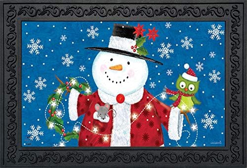 Briarwood Lane Snow Day Aleitando o capacho de natal, boneco de neve ao ar livre de neve 30 x 18