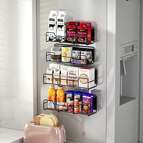 Chicoop 4 Pack Rack de especiarias magnéticas para geladeira, organizador de geladeira magnética, organização de cozinha de prateleira