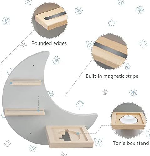 Conjunto de parede flutuante de prateleira de 4 para toniebox conjunto de partidas, figuras tonie - prateleiras de madeira magnéticas