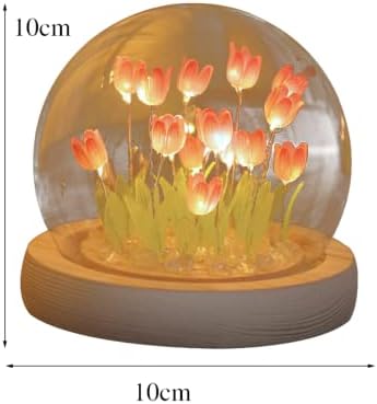 Uhxkyew Diy Tulip Night Light, Made Made Led Simulation Flower Bedroom Sleepled Table Lamp Ornamentos, Crianças Família