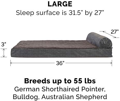 Furhaven grande cães ortopédicos lã de lã acolchoada e camurça estampa de camurça com tampa lavável removível - Espresso, grande
