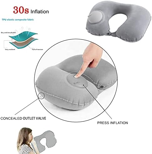 Jogue o travesseiro tampa a almofada de ar auto -inflando botão viajar pescoço de avião inflável de trem portátil de deslocamento em forma de viagem em forma de u