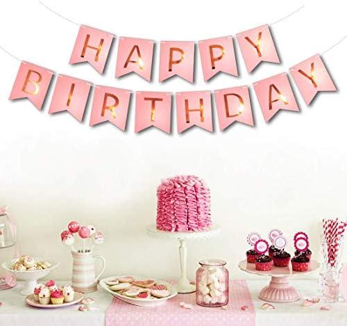 Decorações de festas de 70 anos, suprimentos de ouro rosa para mulheres com banner de aniversário e balões de 70
