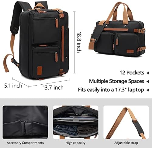 Petite Simone 3 em 1 laptop mochila, sacos de computador de 17,3 polegadas para homens, mochila de trabalho para homens, pasta resistente à água, para homens de trabalho homens homens, preto