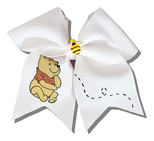 Cheer Bows White Winnie The Pooh com Bumble Bee Center Hair Bow