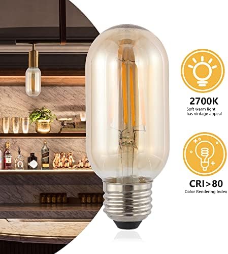 Jonathan y blb-t45a-set6 Industrial não minimizável lâmpada de vidro Edison LED, 4W, equivalente 40W, base E26, mais