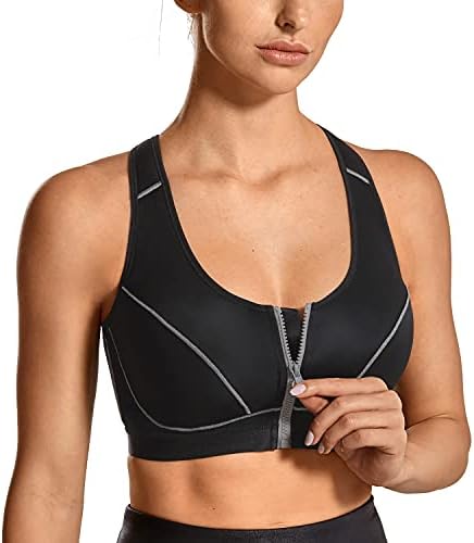 Syrokan Feminino de Alto Impacto Front Racerback Racerback Suporte Full Free Sports Bra