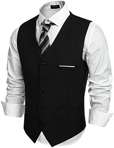 Coofandy Men's de decote em V Moda Fashion Slim Fit Business Dress Vestrend Colaat