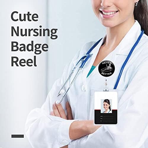 Titular de bobinas de crachá retrátil com clipe de identificação para enfermeiro Nome de etiqueta Cartão engraçado esqueleto nunca