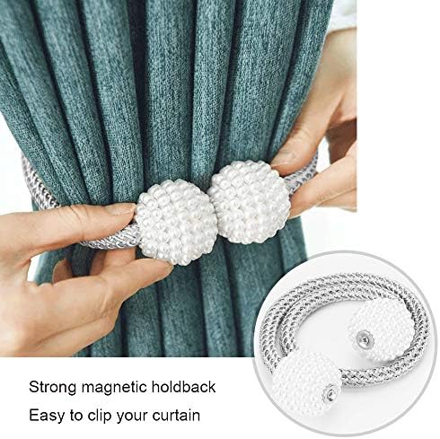 [2 pacote] Tiebacks de cortina magnética Backs de cortina conveniente - Pinowu Pearl Decorative Rope Holdback para colheita