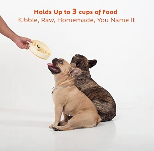 Tigela de cachorro de alimentação lenta de Burly + espátula pela marca corpulenta, design sem gole, tempo mais longo, saúde e bem-estar,