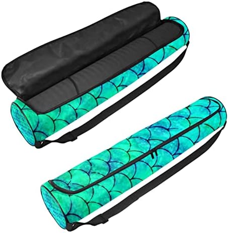 Mermaid Green Scales Bolsa de transportadora de tapete de ioga com alça de ombro Bolsa de ginástica de saco de ginástica