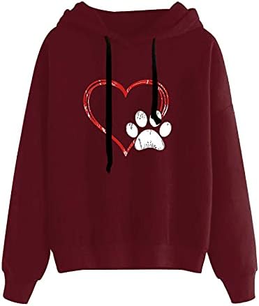 tuduoms feminino moleto foodies adorar coração cão pata graphic sweatshirt casual ploplover tops capuz presente para meninas adolescentes