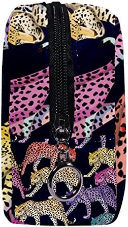 Bolsa de maquiagem de viagem, bolsa de cosmética Caso organizador, para mulheres de produtos de higiene pessoal, pincéis, animal de leopardo colorido
