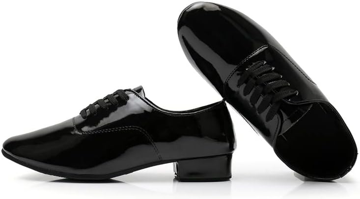 Sapatos de dança latina de dança masculinos de microfibra preta de couro de microfibra masculina