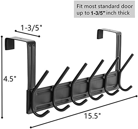 Iarack 4 Pack sobre os ganchos do cabide da porta, organizador do suporte para toalhas com 6 ganchos para banheiro,